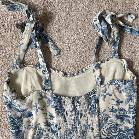 Reformation Nikita Tie Strap Midi Dress in Pompadour Blue Floral - Picture 5 of 9